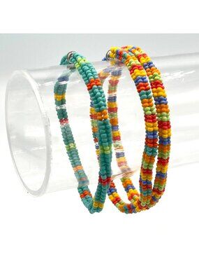 3-Piece Multicolor Seed Bead Magnetic Bracelet Necklace Convertible Set